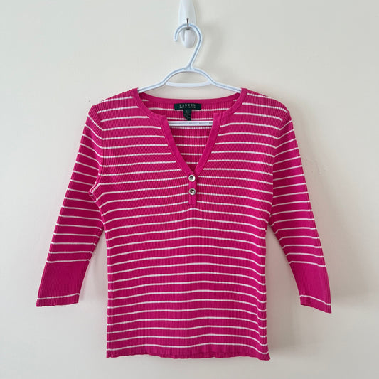Ralph Lauren Pink Stripe Knit (S)