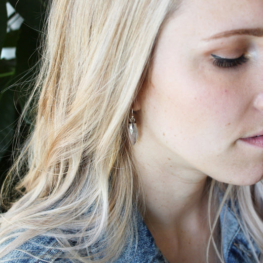 Silver Quartz Crystal Earrings