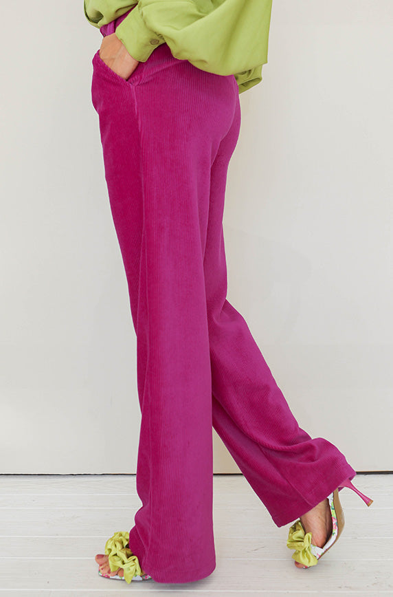 en Merci Magenta Corduroy Wide-Leg Trouser Pants (M)