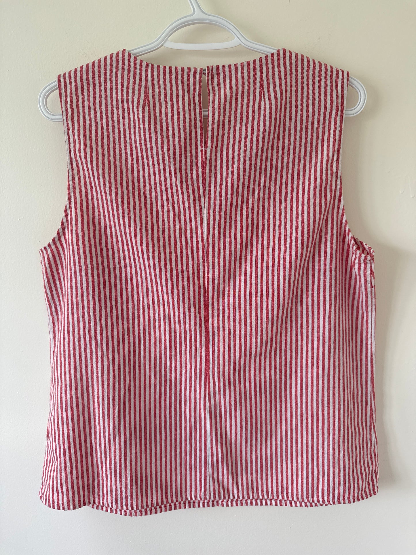 J.Crew Red Striped Linen-Blend Shell Tank Top (L)