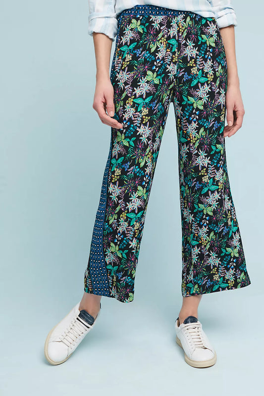 Anthropologie Cropped Wide Leg Floral Pants (M)