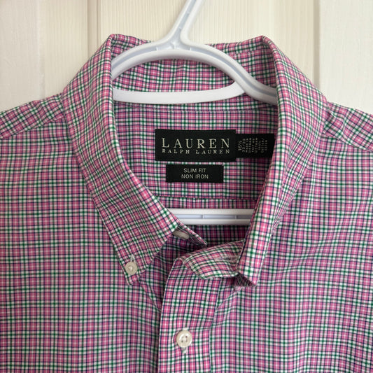 Pink & Green Ralph Lauren Button-Down Shirt (XL)