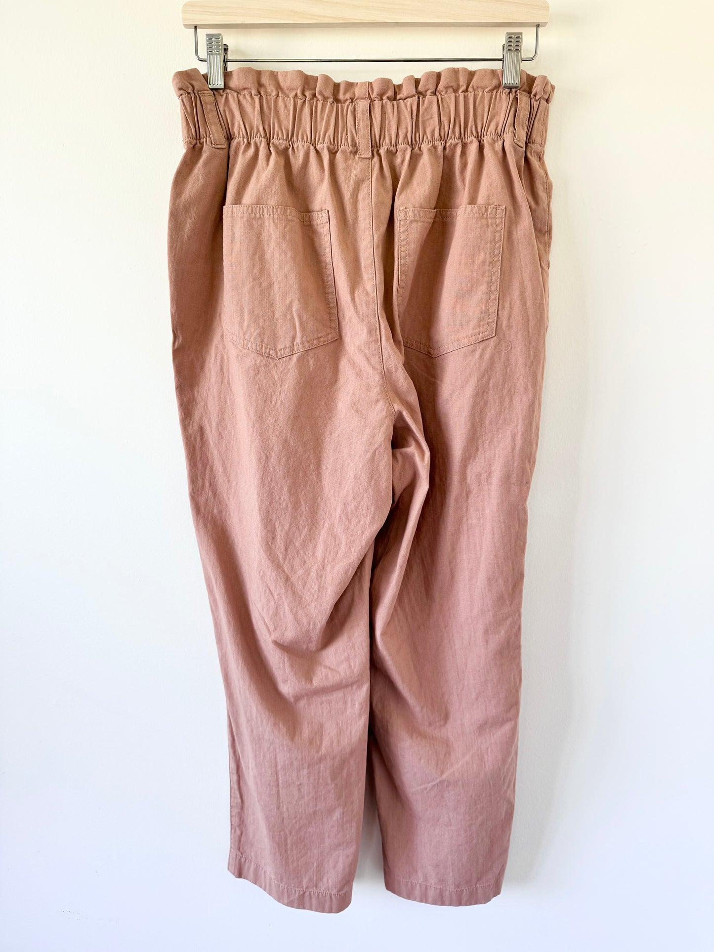 Loft Taupe High-Rise Straight Paperbag Pants (M)