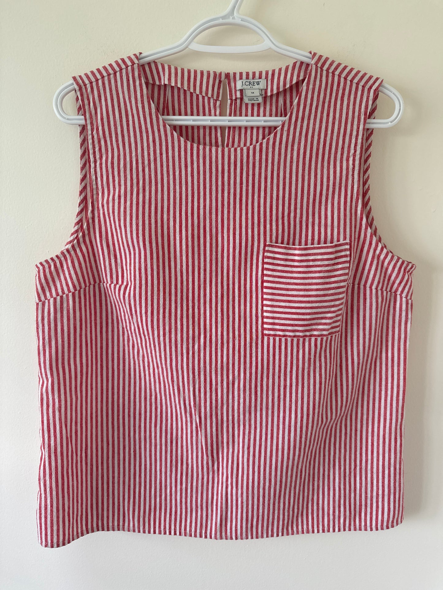 J.Crew Red Striped Linen-Blend Shell Tank Top (L)