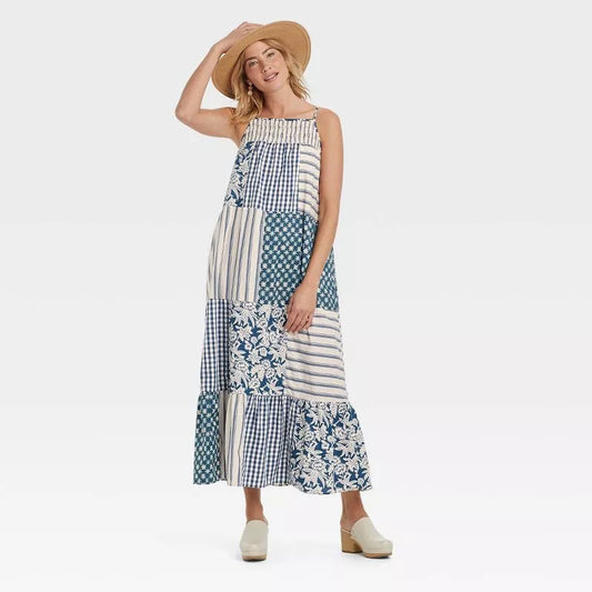 Universal Thread Mixed Patchwork Beachy Maxi Dress (XS-M)