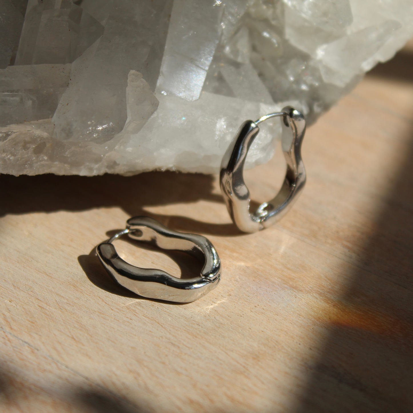 Silver Melting Hoop Earrings