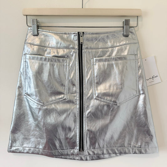 Love Fire Silver Faux Leather Mini Skirt (S) NWT