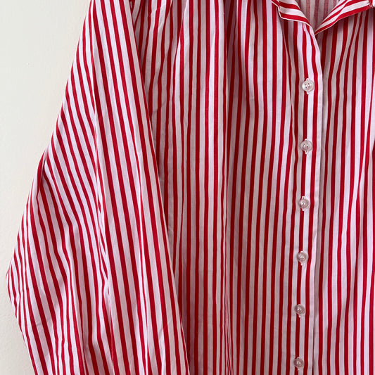 Red + White Stripe Blouse (L)