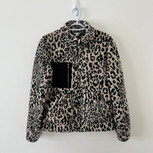 Leopard Fleece Jacket Sweater (S)