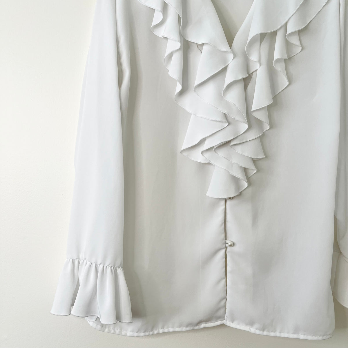 White Ruffled White Ruffle Blouse