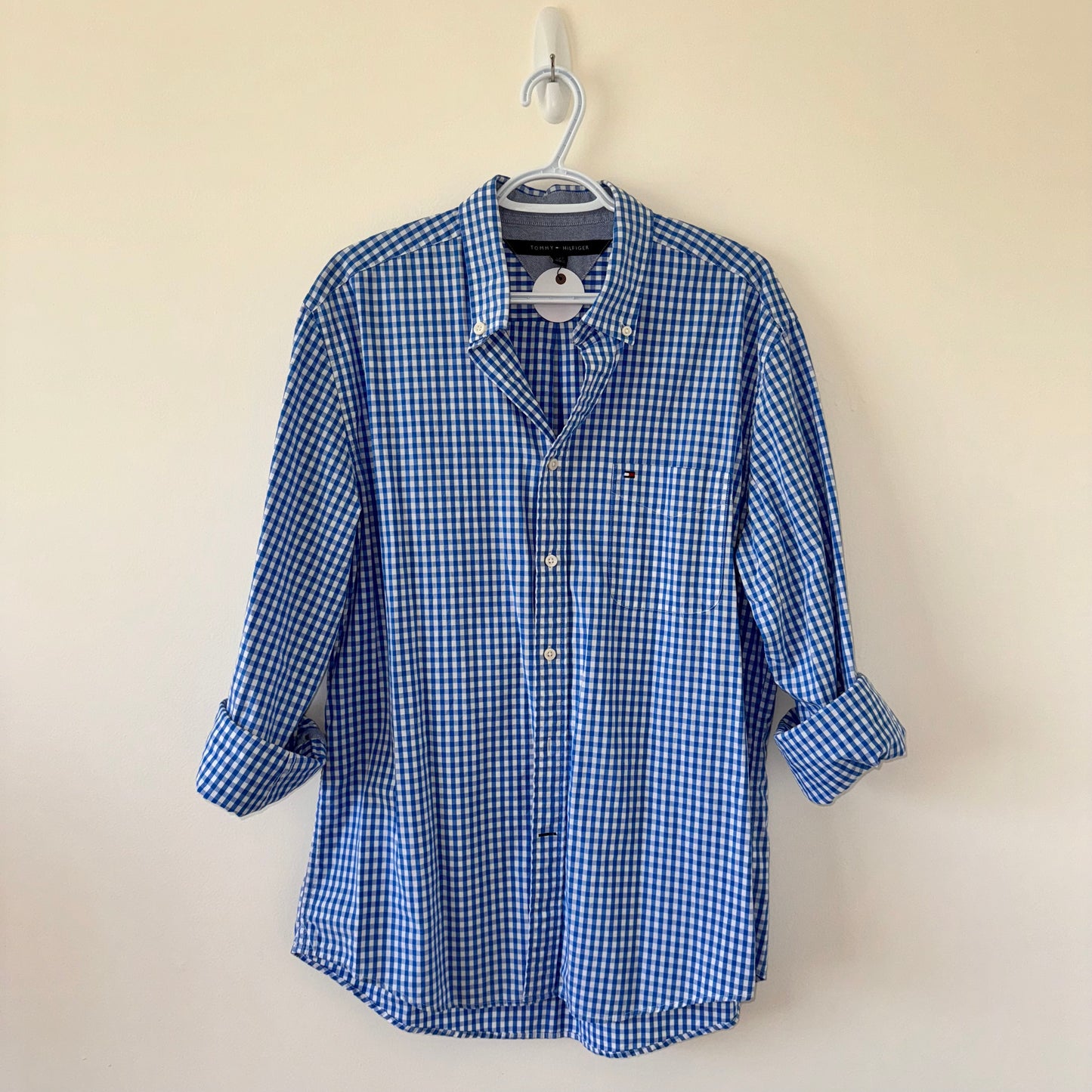 Tommy Hilfiger Blue Gingham Button-Down Shirt (L)