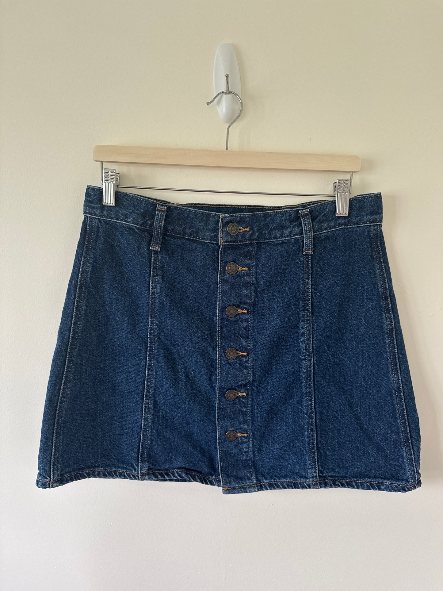 Levi's High-Waisted Denim Button Front Mini Skirt (fits like 29)