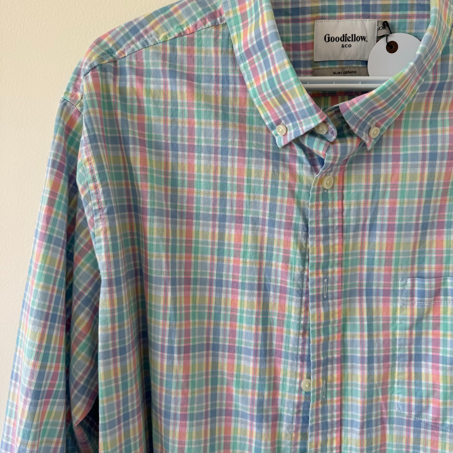 Goodfellow & Co. Pastel Plaid Oversized Button-Down Shirt (XXL)