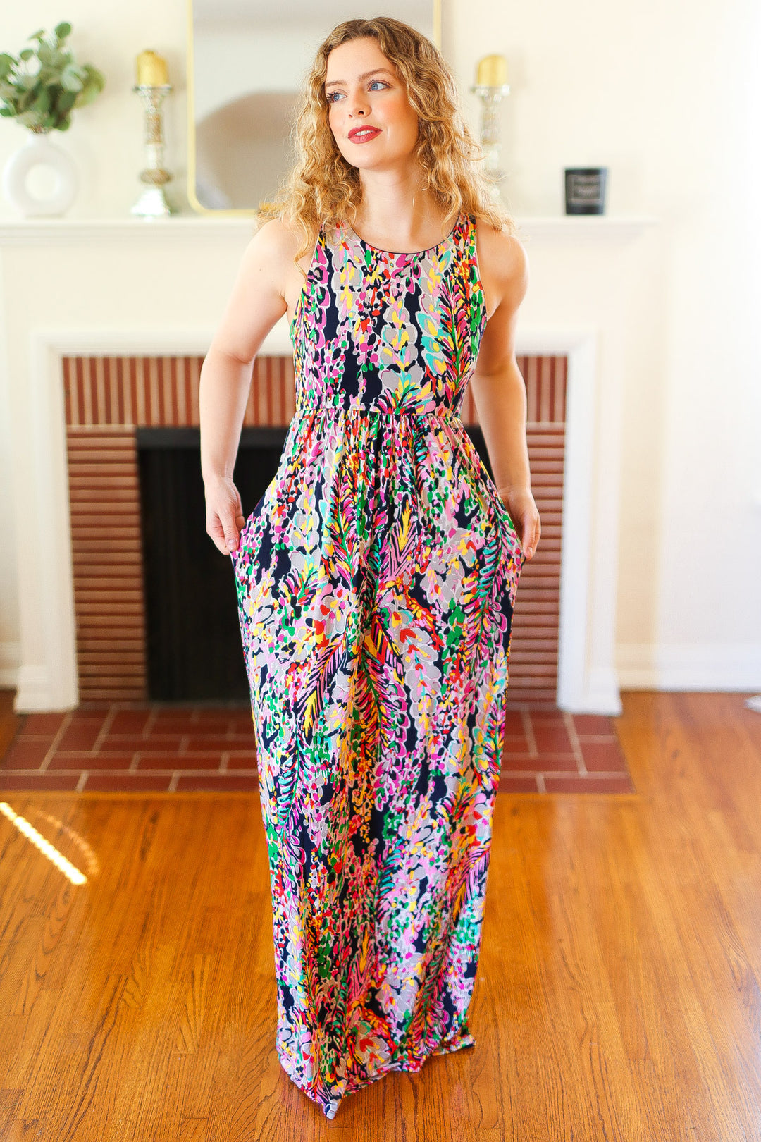 Beeson River Multicolor Abstract Floral Maxi Dress (S-M)