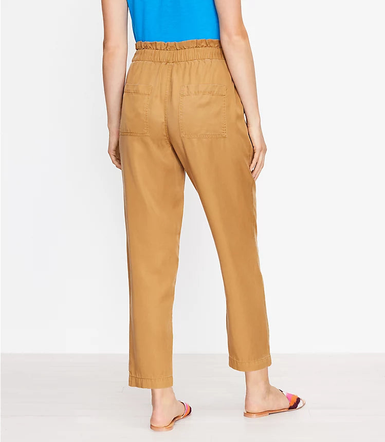 Loft Taupe High-Rise Straight Paperbag Pants (M)