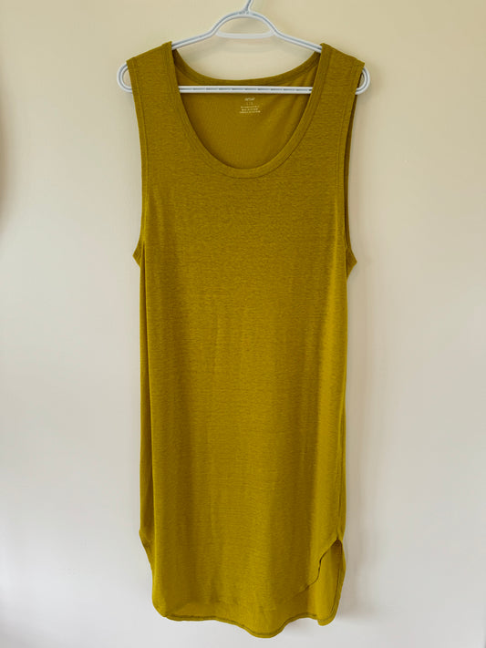 Aerie Mustard Linen-Blend Midi Tank Dress (L)