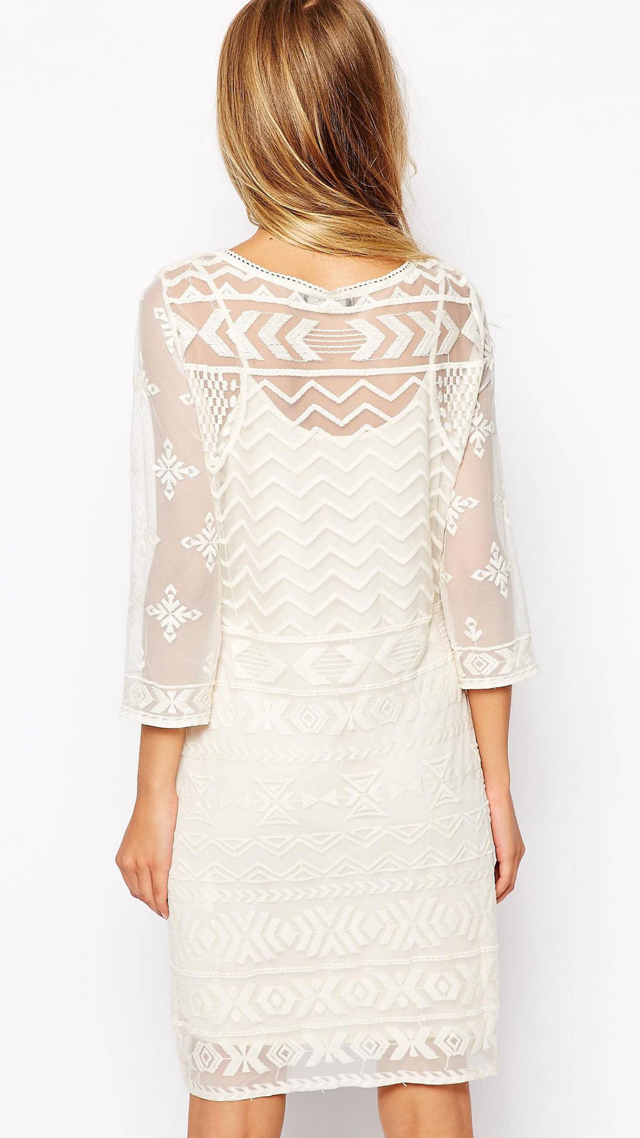 Revolve Embroidered Mesh Boho Dress (M)