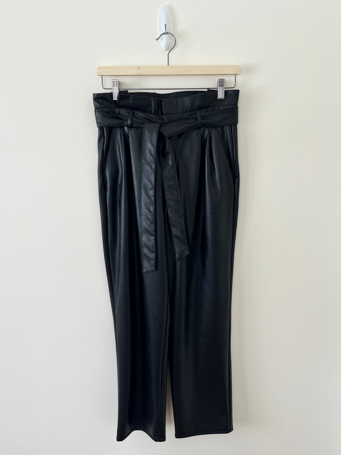 Faux Leather Paper-Bag Pants (S)