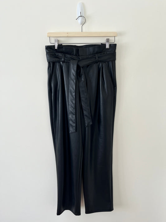 Faux Leather Paper-Bag Pants (S)