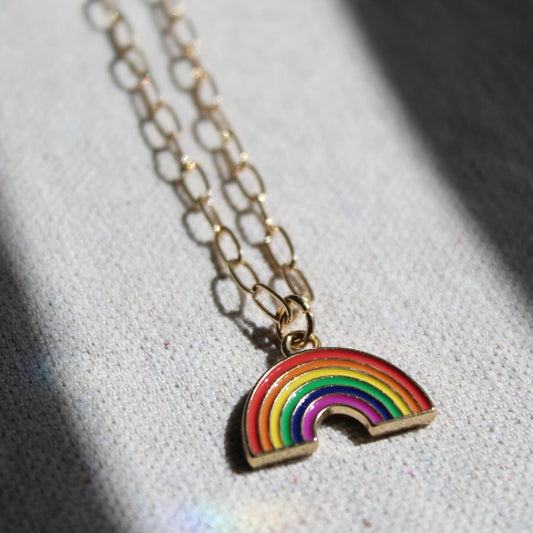 Rainbow Repurposed Charm Necklace