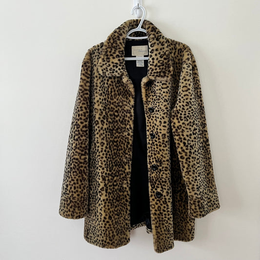 Vintage Leopard Faux-Fur Coat (L-XL)