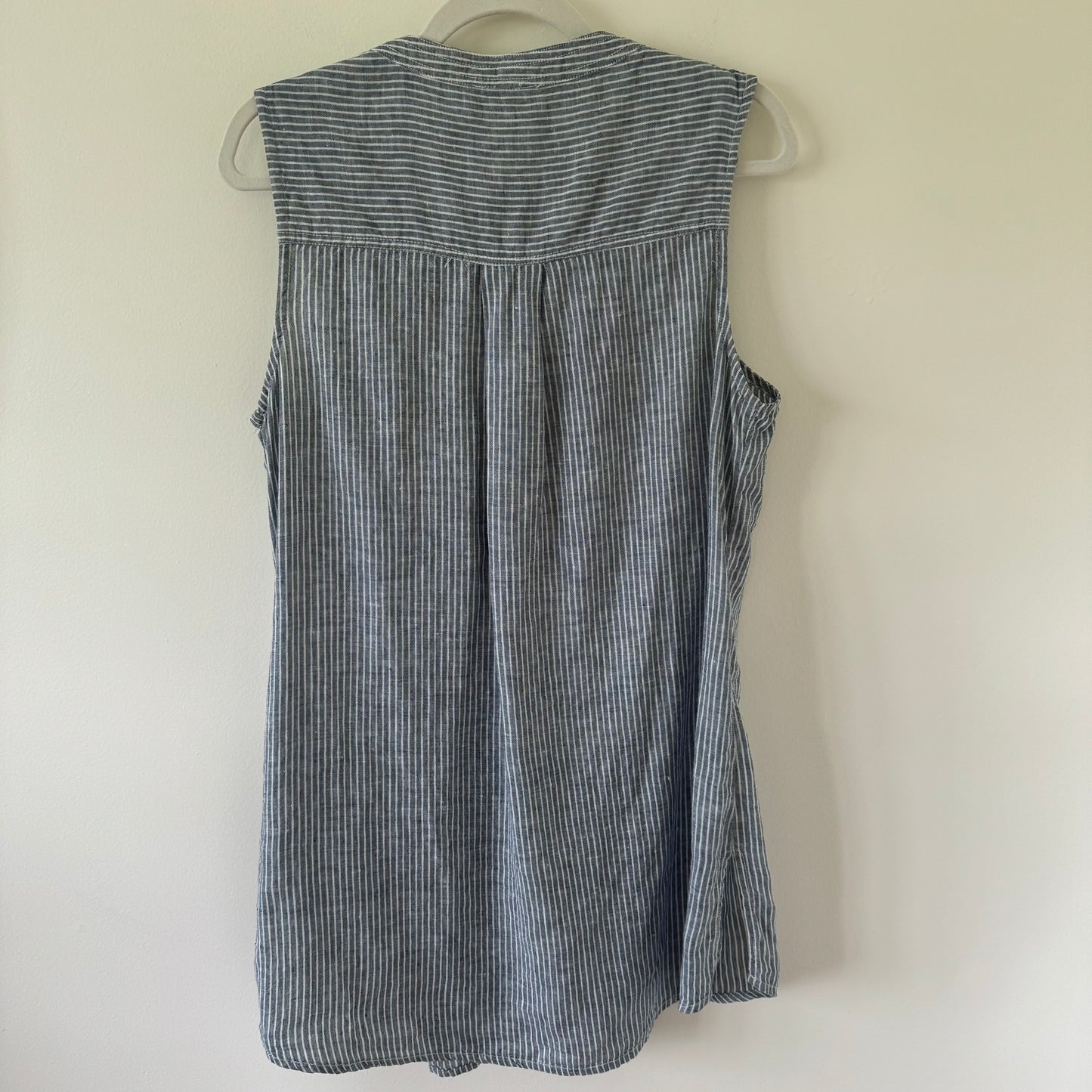 Striped Linen Tunic Button-Down Tank (M/L)