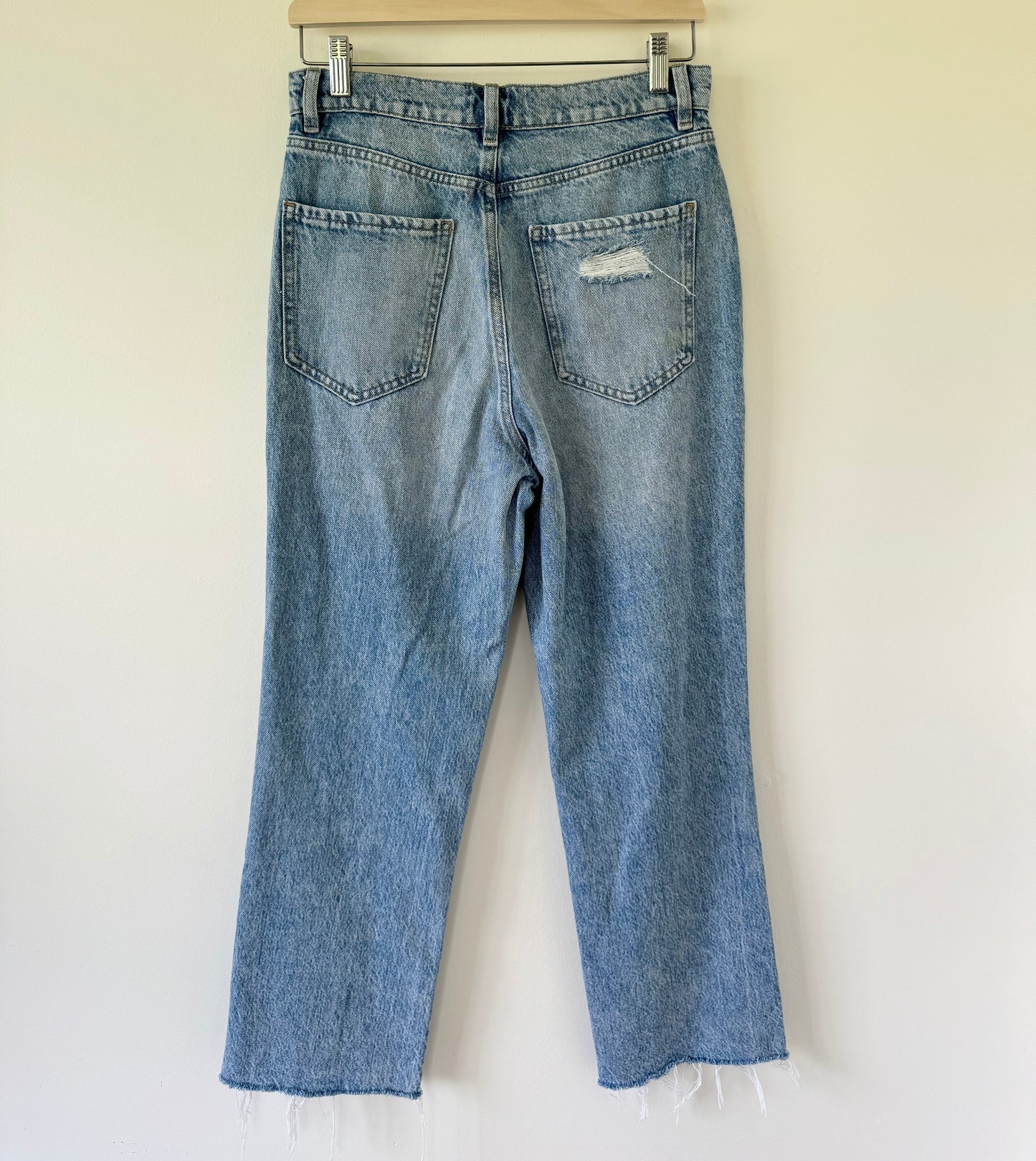 Garage Distressed Vintage Straight Ankle Jeans with Raw Hem (7/28)