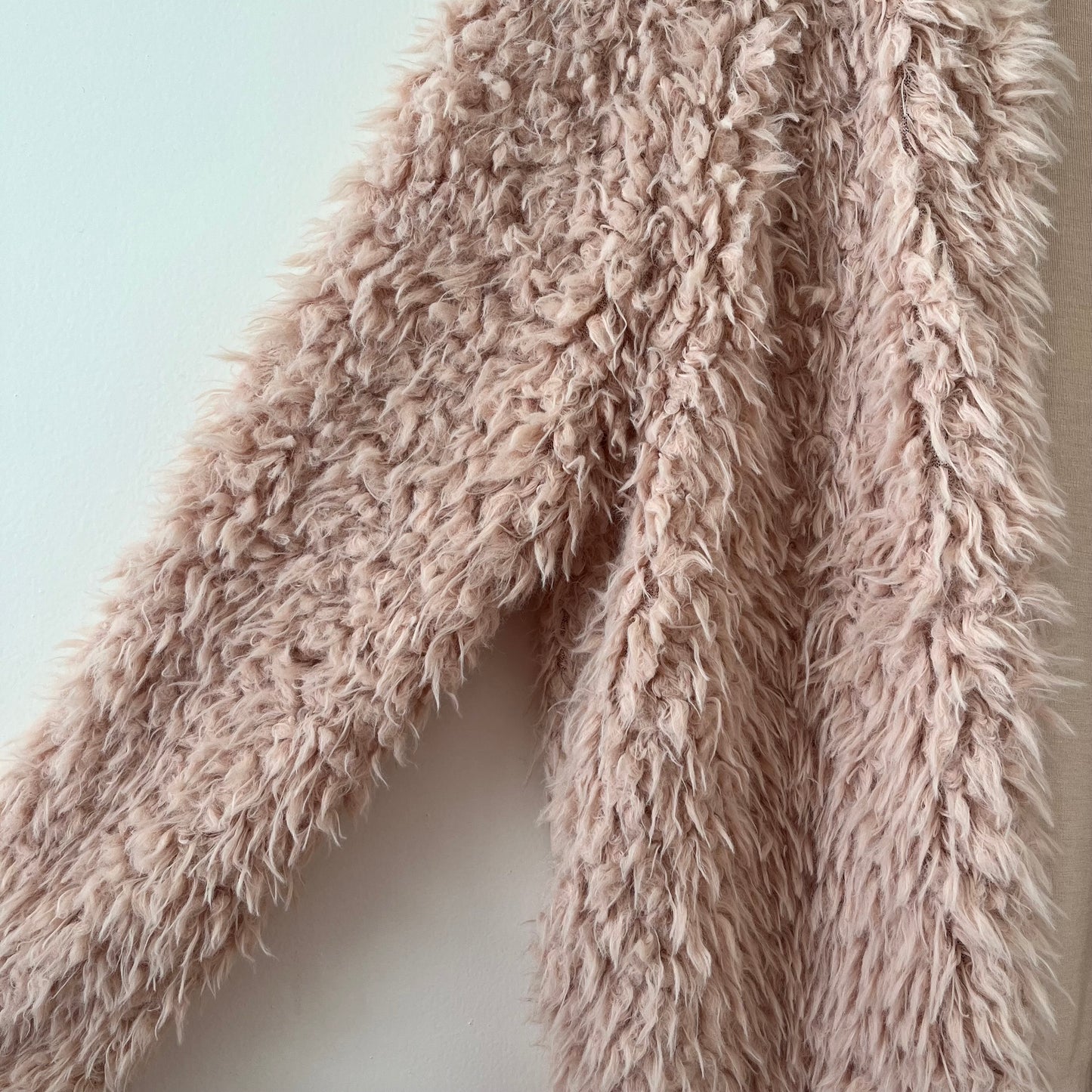 Fuzzy Blush Open-Front Sweater Jacket (M-L)