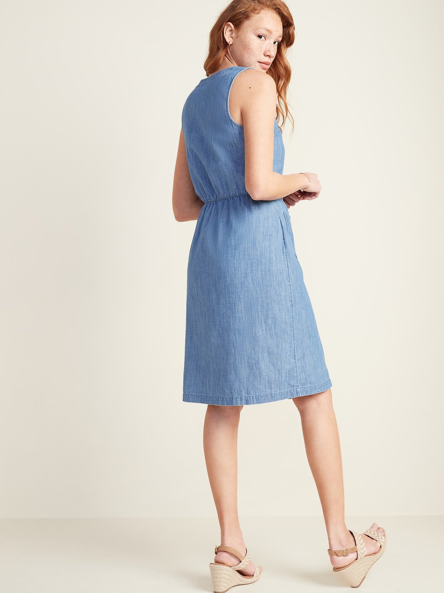 Old Navy Fit & Flare Denim Button-Front Dress (M-L)