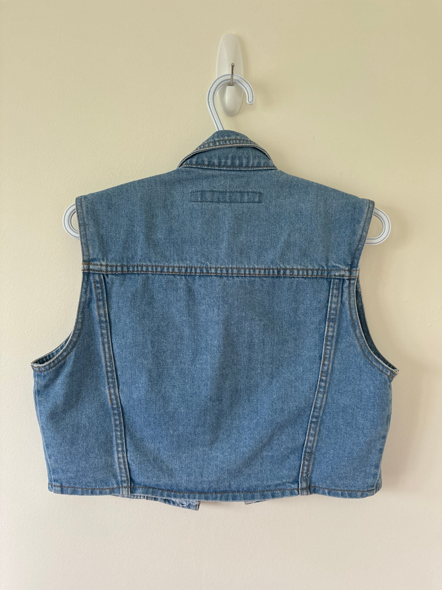 Plaid Cropped Denim Vest (S/M)