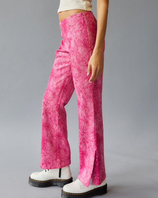 Urban Outfitters Pink Snakeskin Flare Pants (4)