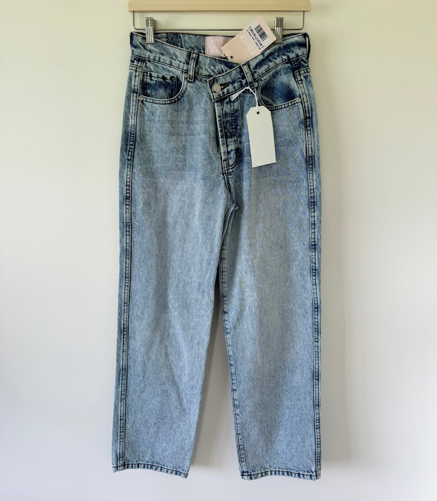 Revice Asymmetrical High-Rise Waist Straight Leg Jeans (27)