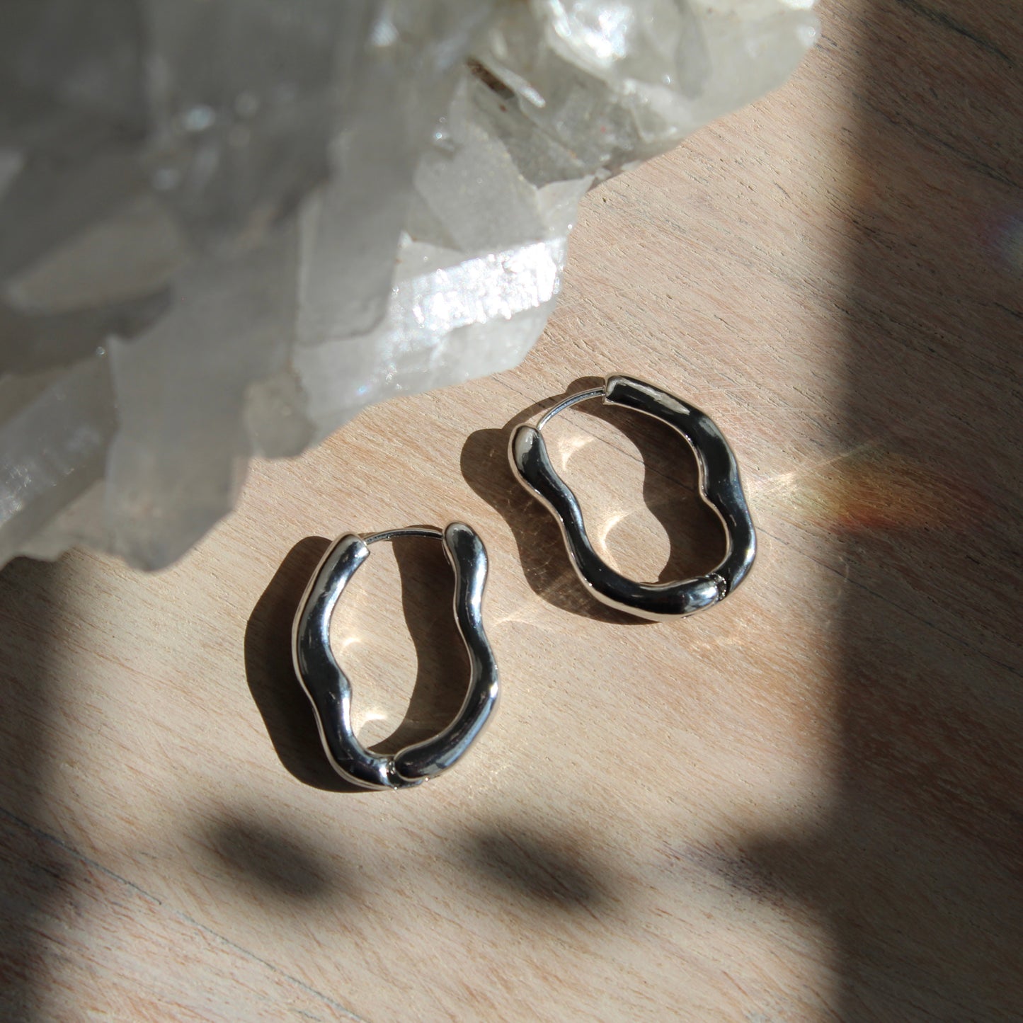 Silver Melting Hoop Earrings