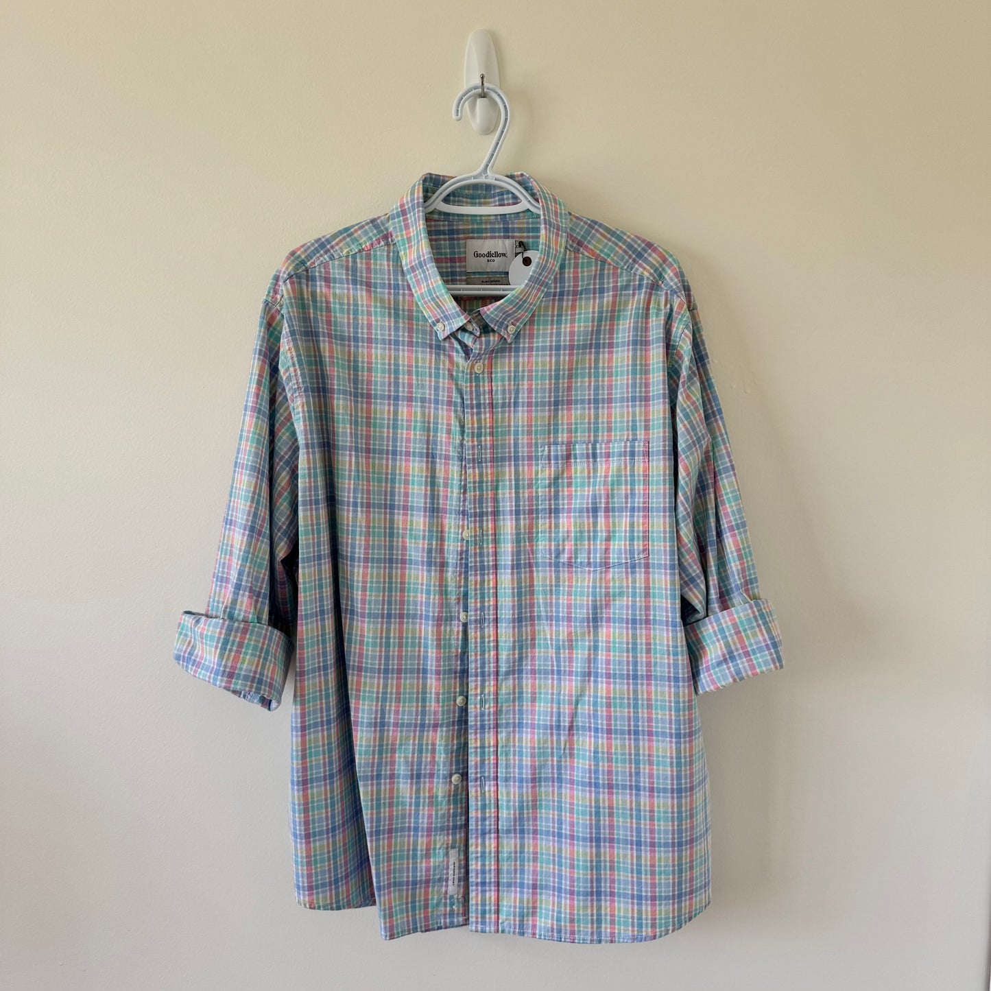 Goodfellow & Co. Pastel Plaid Oversized Button-Down Shirt (XXL)