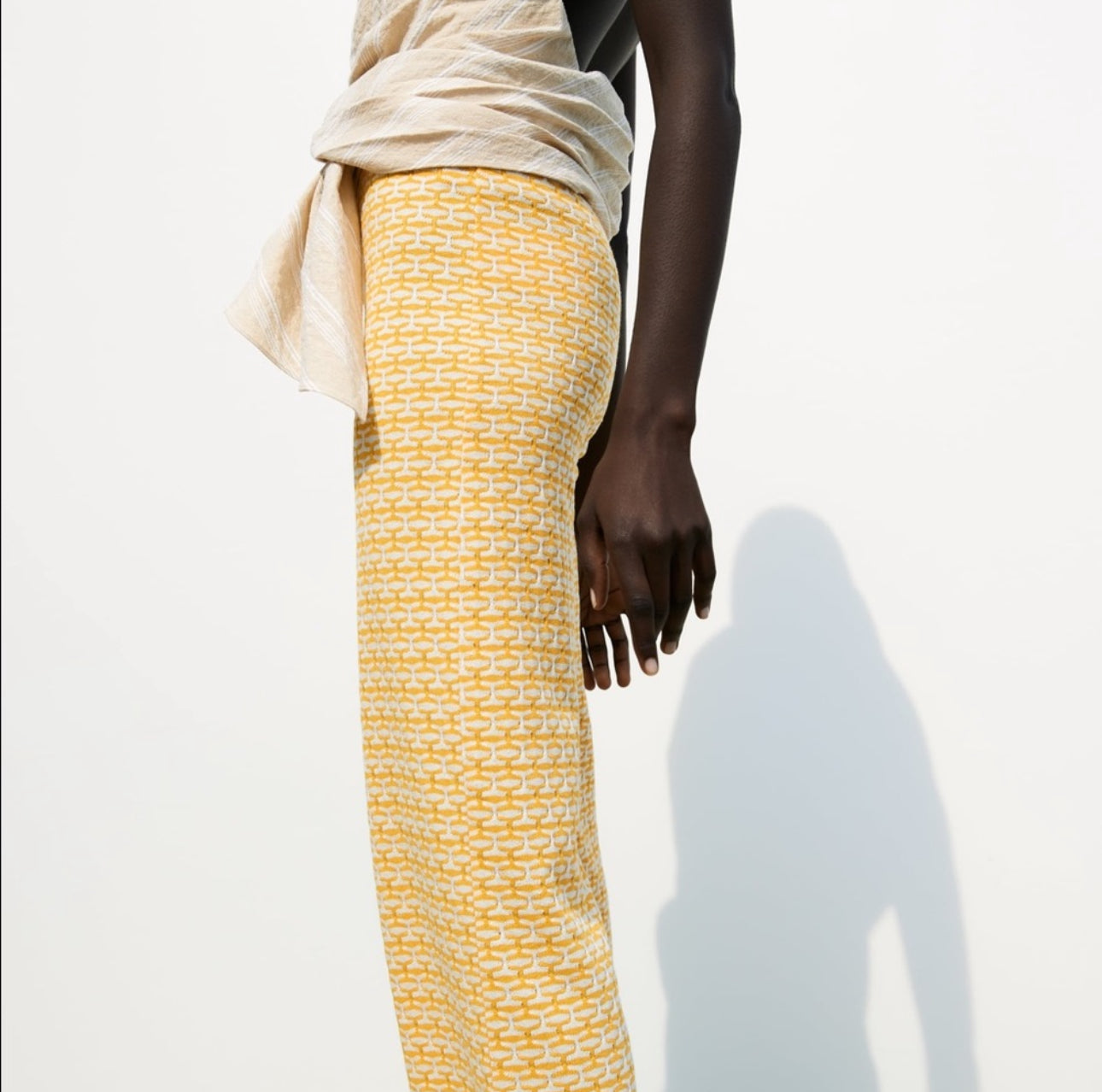 Zara Yellow Jacquard Pants (L)