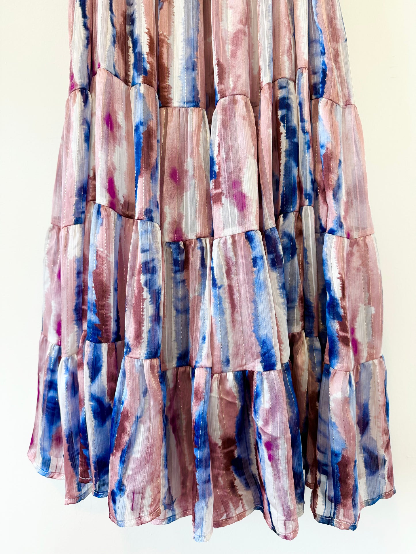 Storia Tiered Watercolor Midi Swing Dress (S-L)