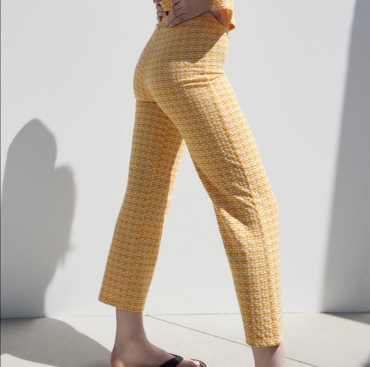 Zara Yellow Jacquard Pants (L)