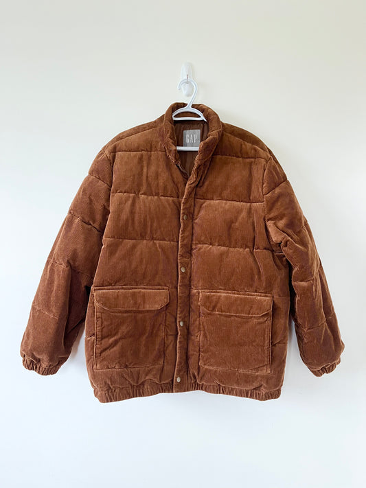 Brown Corduroy Puffer Jacket (L)