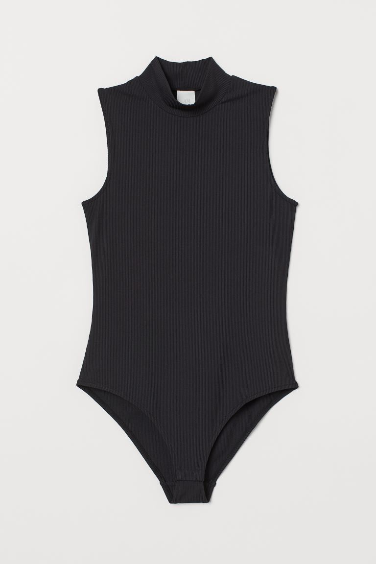 H&M Mock-Turtleneck Ribbed Bodysuit (M)