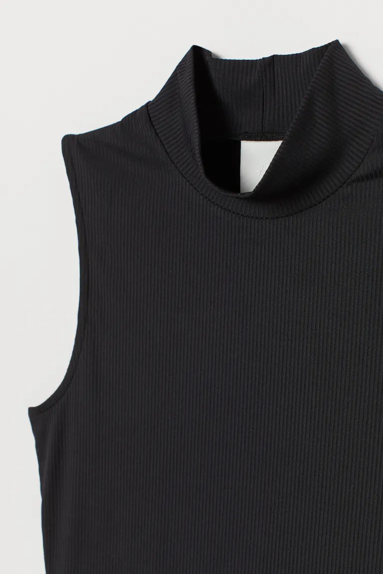 H&M Mock-Turtleneck Ribbed Bodysuit (M)