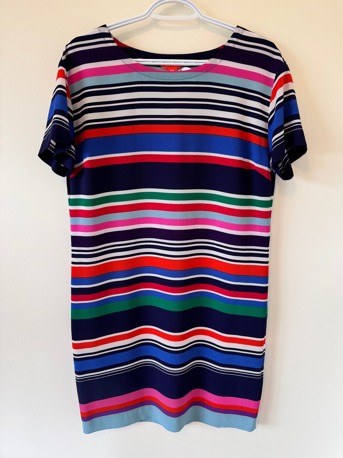 Joe Fresh Multicolor Striped Crepe Shift Dress (M)