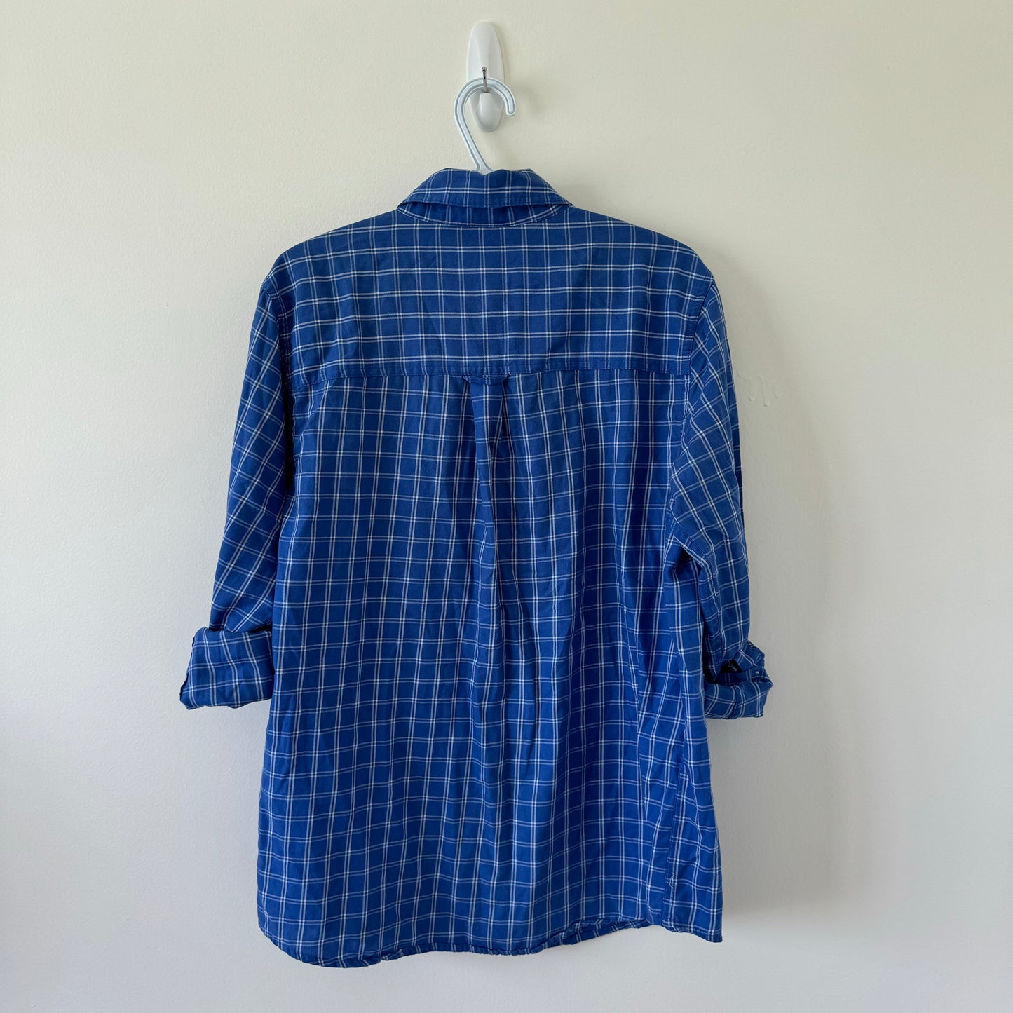 Chaps Blue Plaid Oversized Button-Down Shirt (M)