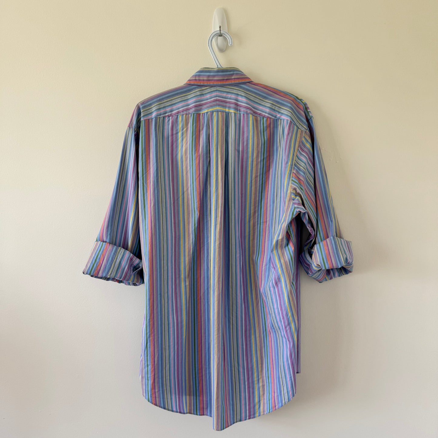 Lands' End Rainbow Striped Oversized Button-Down Shirt (S)