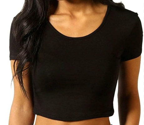 Black Scoop-Neck Crop Top Tee (M-L)