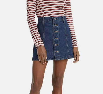 Levi's High-Waisted Denim Button Front Mini Skirt (fits like 29)