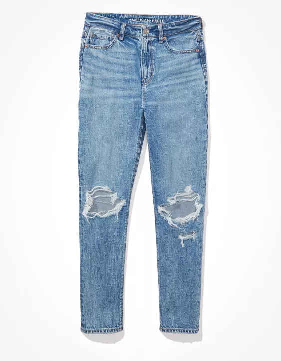 American Eagle Strigid Straight Ripped Mom Jean (8)