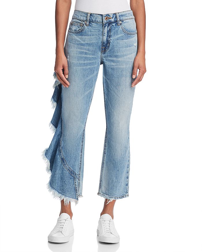 Pistola Lennon Side-Ruffle Frayed Jeans (24)