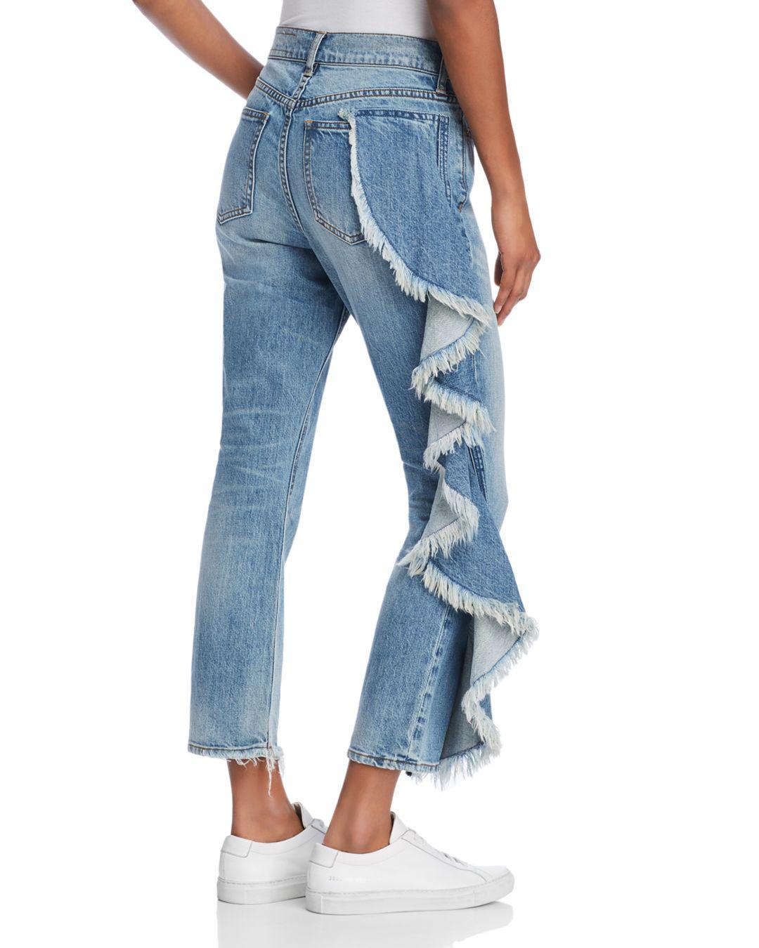 Pistola Lennon Side-Ruffle Frayed Jeans (24)