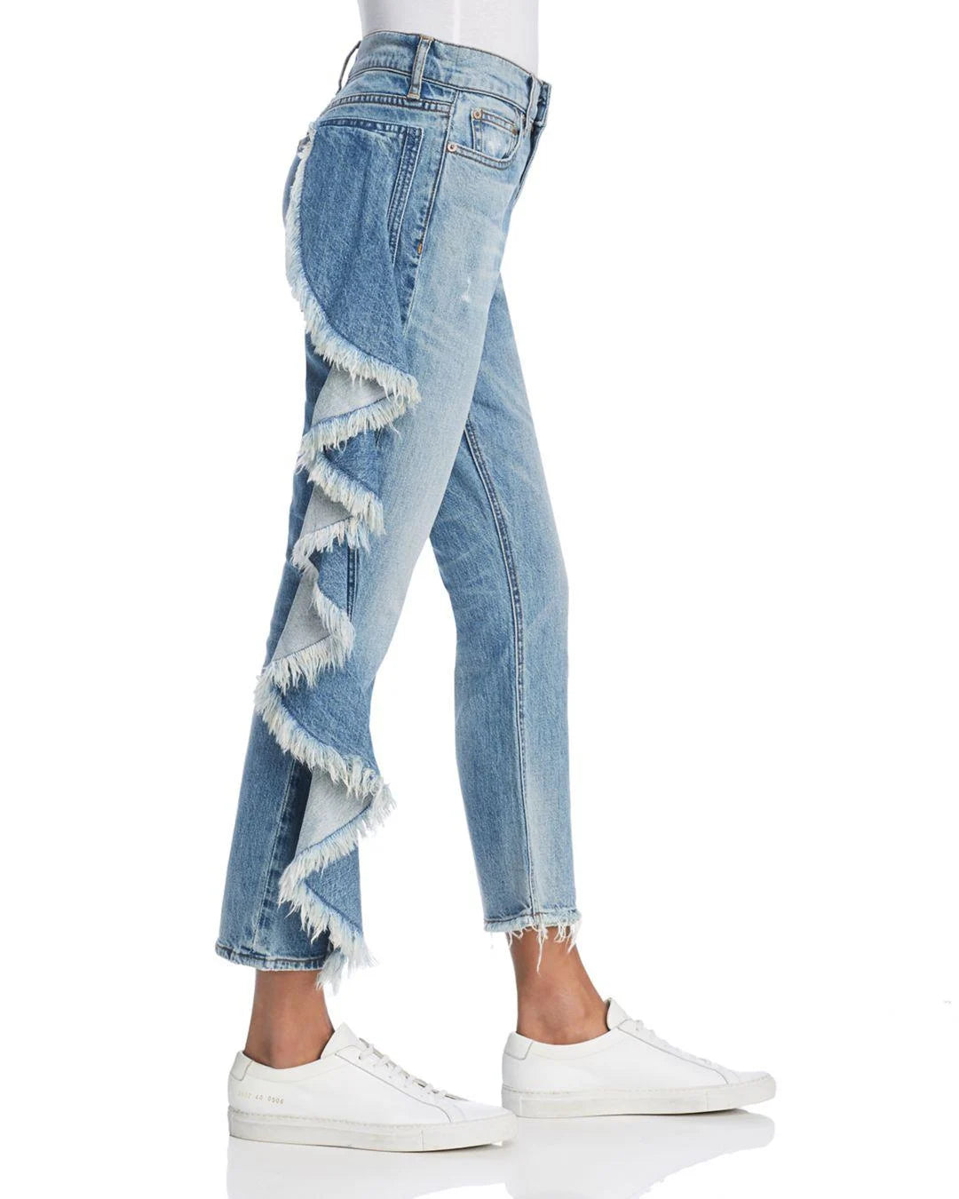 Pistola Lennon Side-Ruffle Frayed Jeans (24)